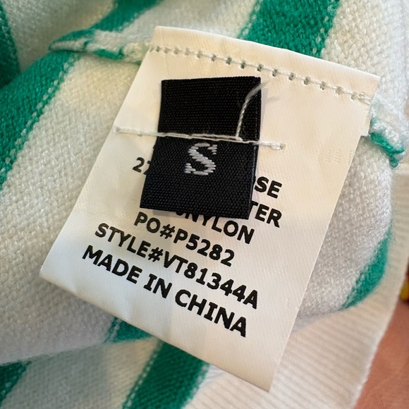 Judith March Cart Queen Golf Sweater Green White Striped Puff Sleeve Small - Picture 14 of 15